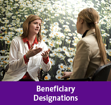 A doctor talking to a patient. Links to Beneficiary Designations
