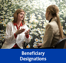A doctor talking to a patient. Links to Beneficiary Designations